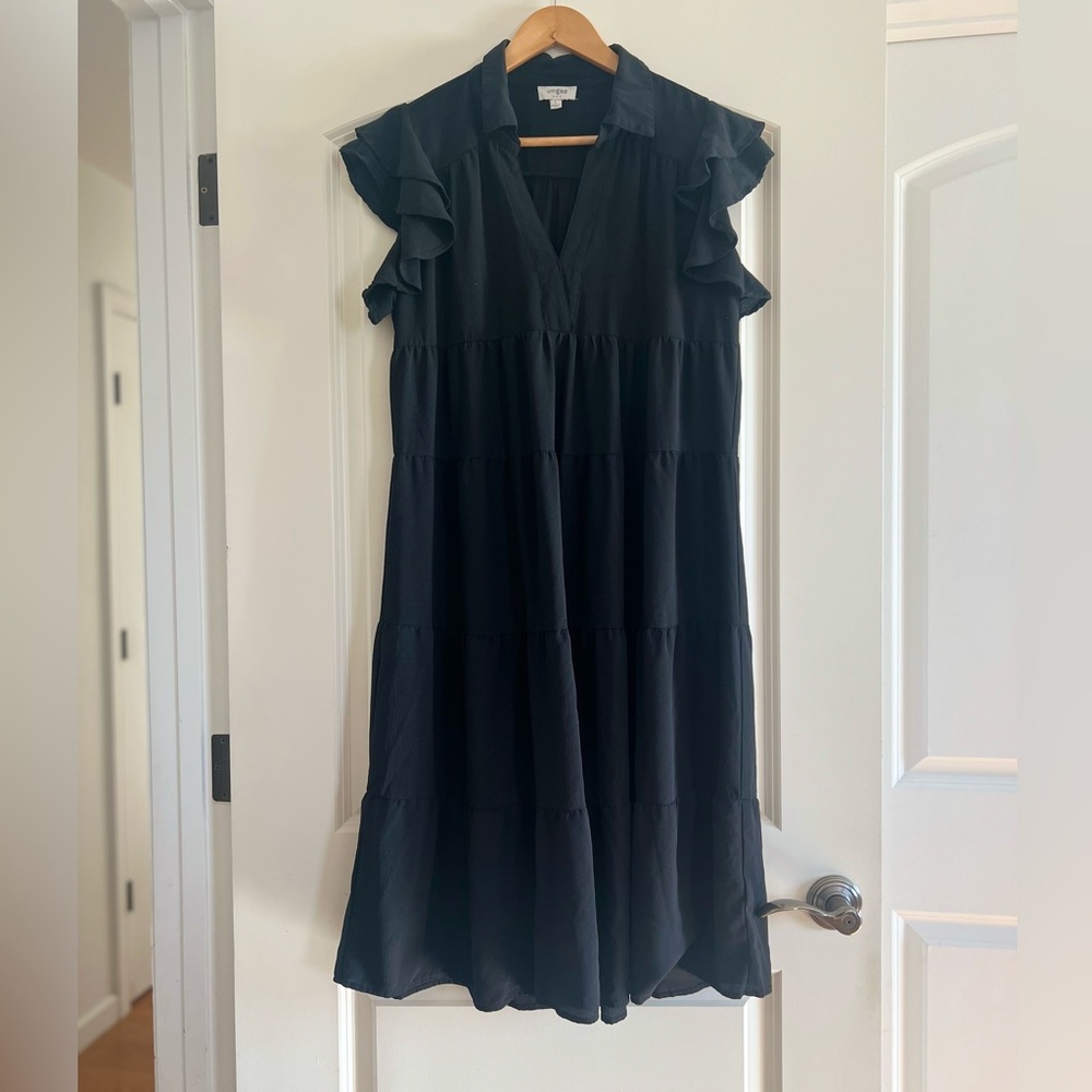 Black Ruffle Sleeve Dress